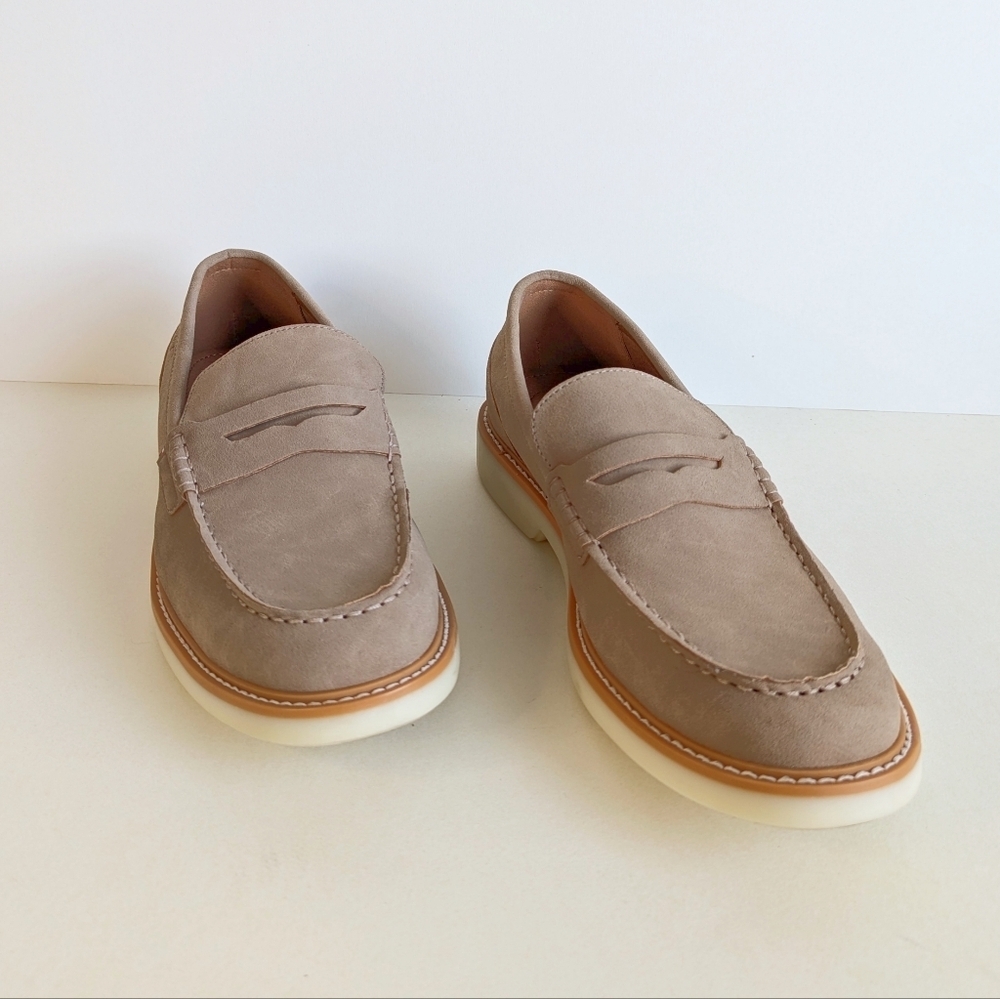 Suede Penny Loafers Tommy Hilfiger Taupe with Cream Soles